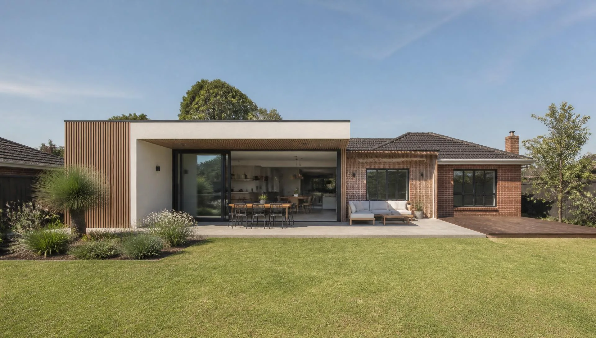 Completed rear home extension opening onto a covered alfresco area